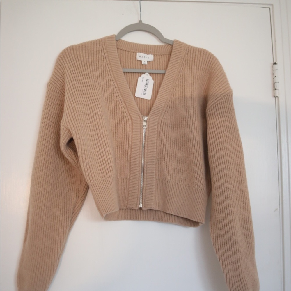 Mable Tan Zip up Cardigan Sweater